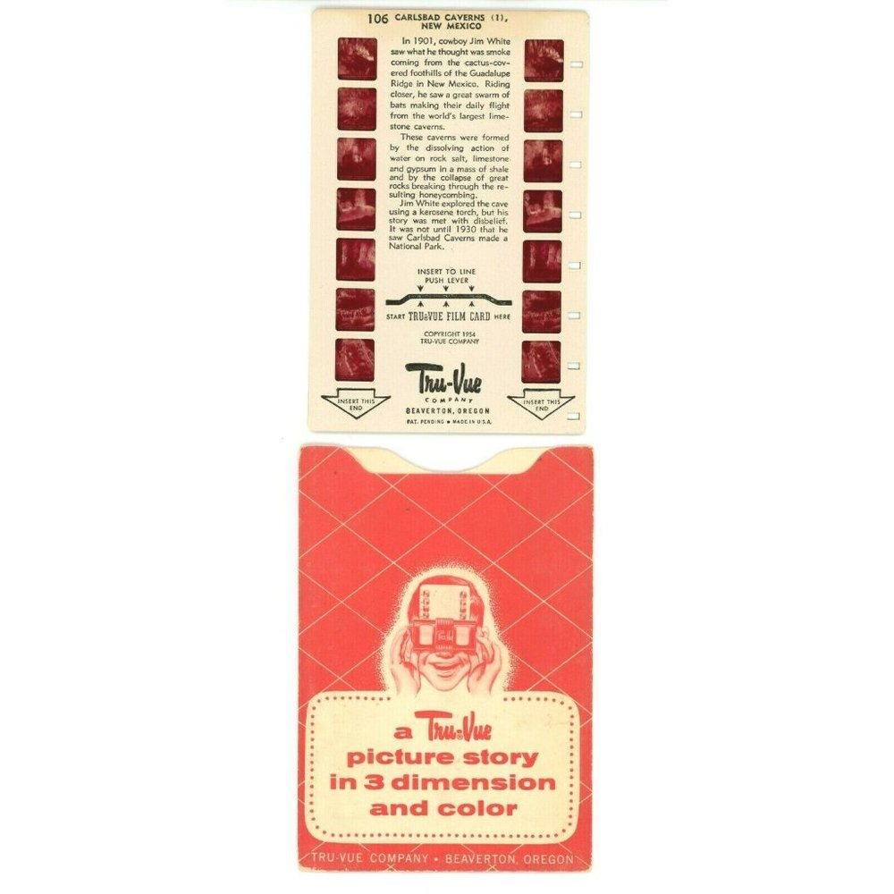 Vintage Tru Vue Tru-Vue Film Card Carlsbad Caverns New Mexico 106 3D‎ 3-D Rare